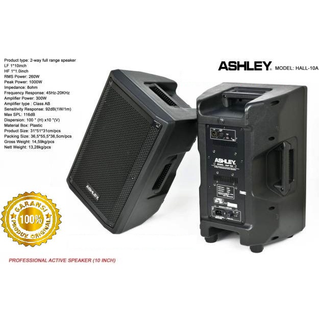 Speaker Aktif 10 Inch Ashley Hall10a Hall 10a Original Ashley