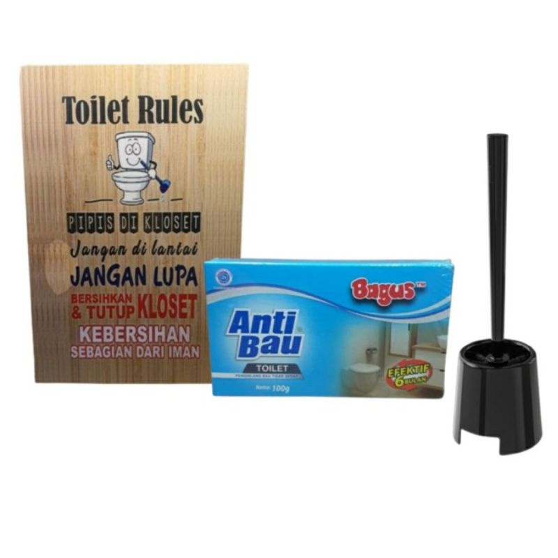 Paket Kamar Mandi Sikat WC + Bagus Anti Bau Kamar Mandi + Toilet Rules