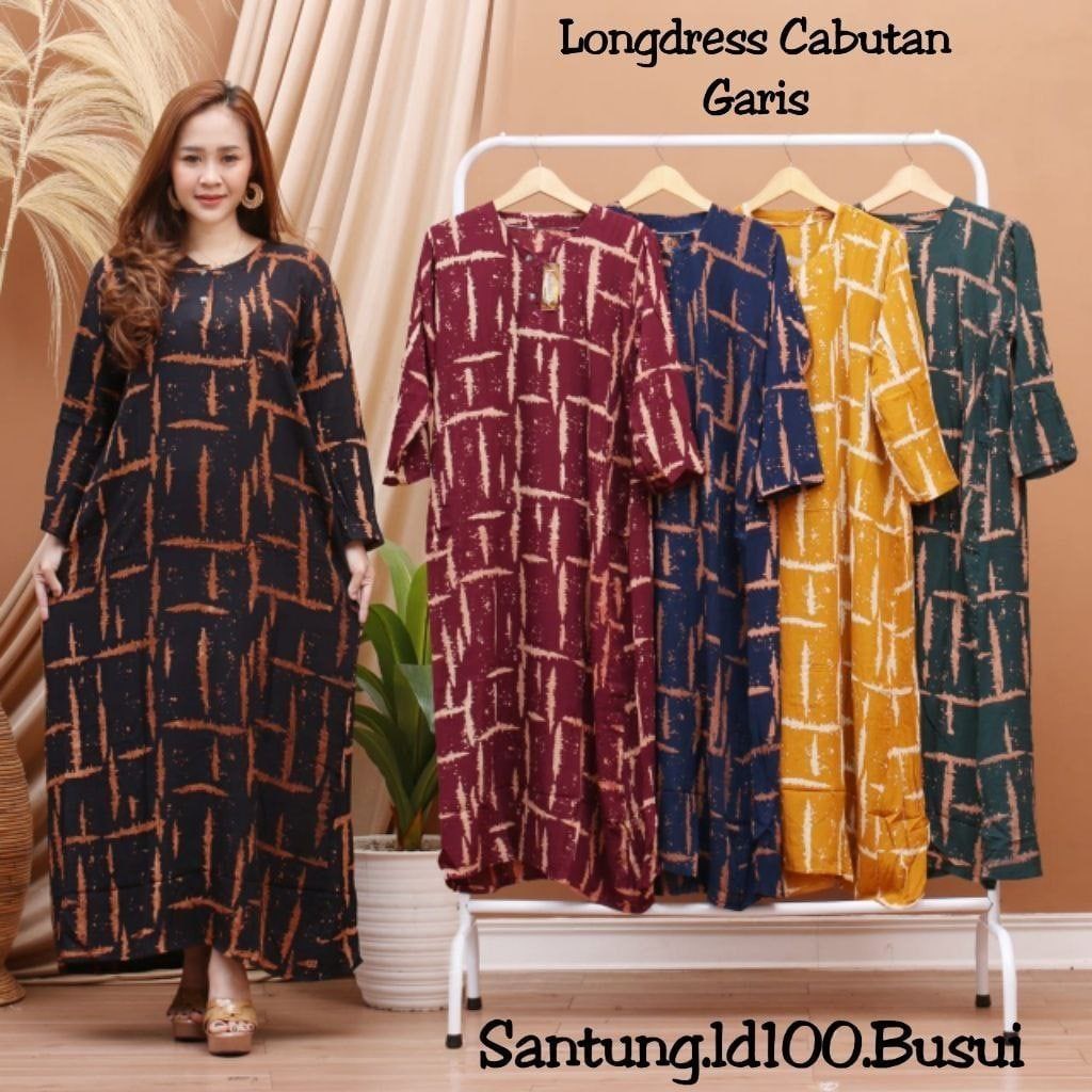 LONG DRESS DASTER BUSUI KEKINIAN LENGAN PANJANG WANITA HOME DRESS PREMIUM TERBARU MOTIF SALUR