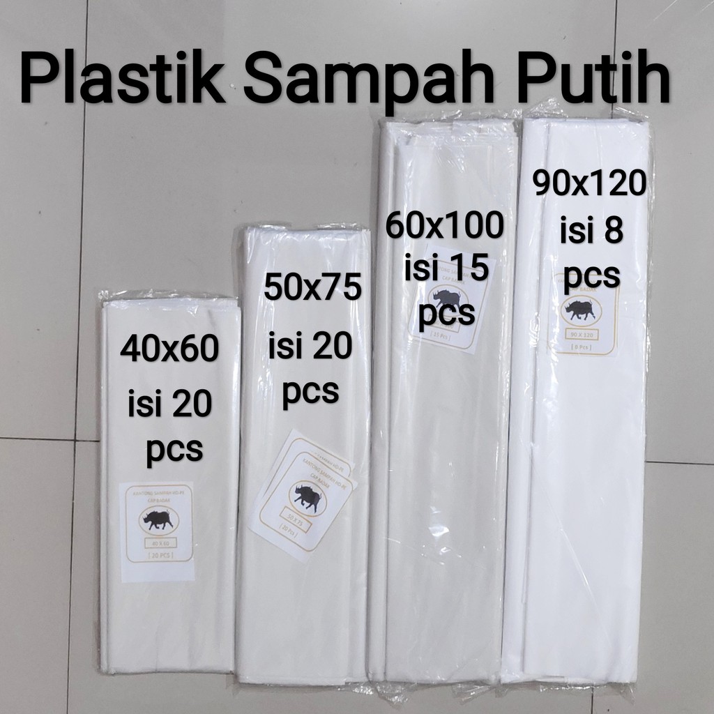 Plastik Sampah Putih Uk 40x60, Kantong Sampah Putih, Trashbag Putih