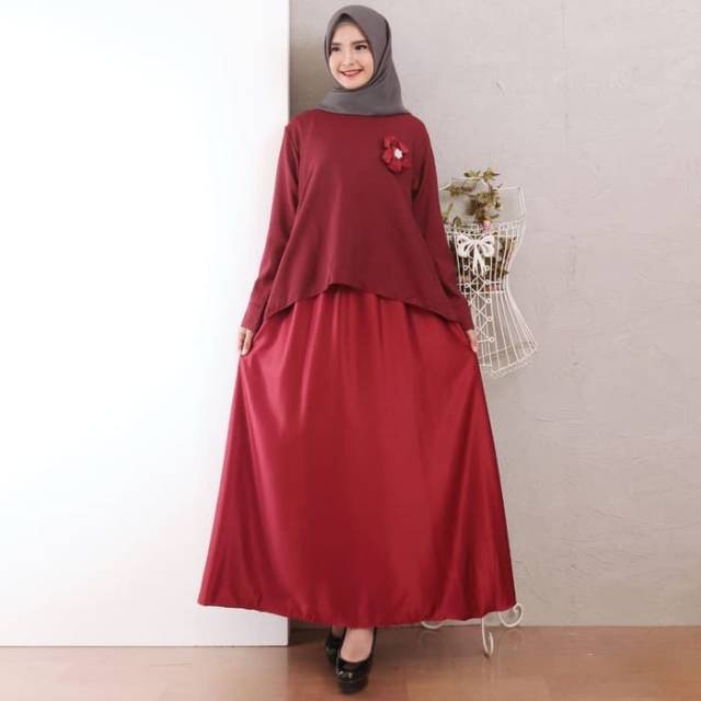 Baju Gamis Wanita Terbaru Gamis Pesta Gamis Jumbo XXL 8169 Maroon