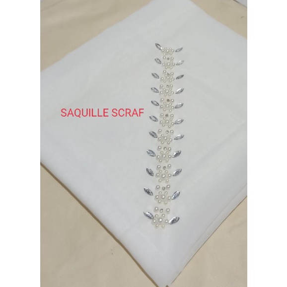 segiempat bella square payet mutiara permata/jilbab segiempat bella square bando payet/hijab bella-BW/BROKEN WHITE