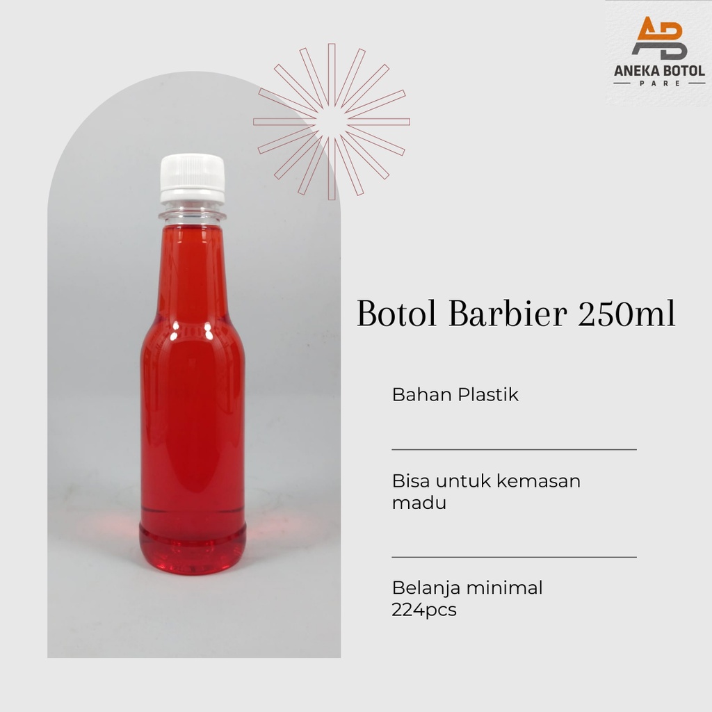 Botol Barbier 250ml (1 dus isi 224pcs) | Botol Madu 250ml | Botol Plastik 250ml