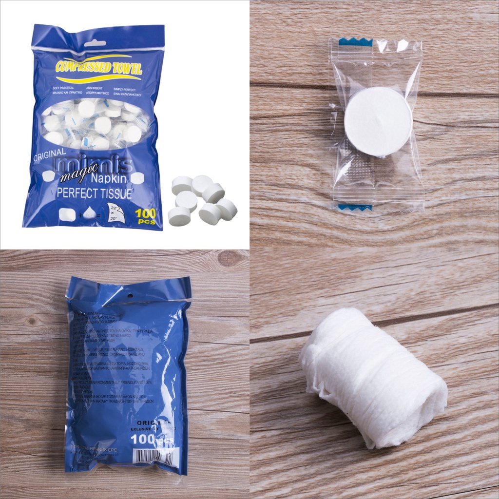 Disposable Compressed Towel Handuk Compressed Portable Tisu wajah  ( 1 bungkus / 100 pcs )