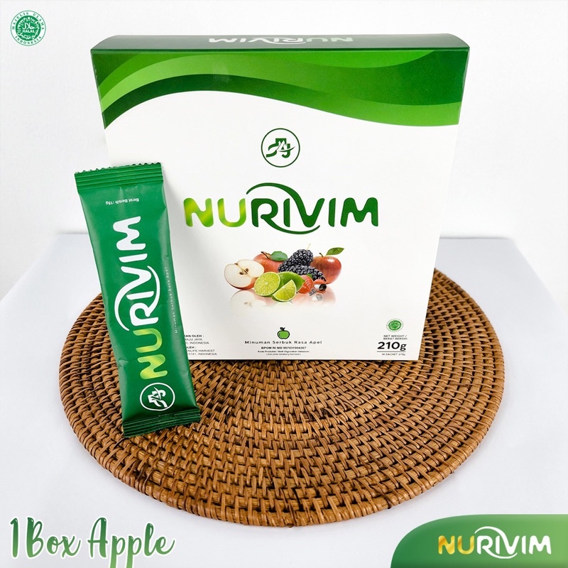 NURIVIM Rasa Apple 1box isi 14Sachet - BPOM Detox Tubuh, Pelangsing / Diet