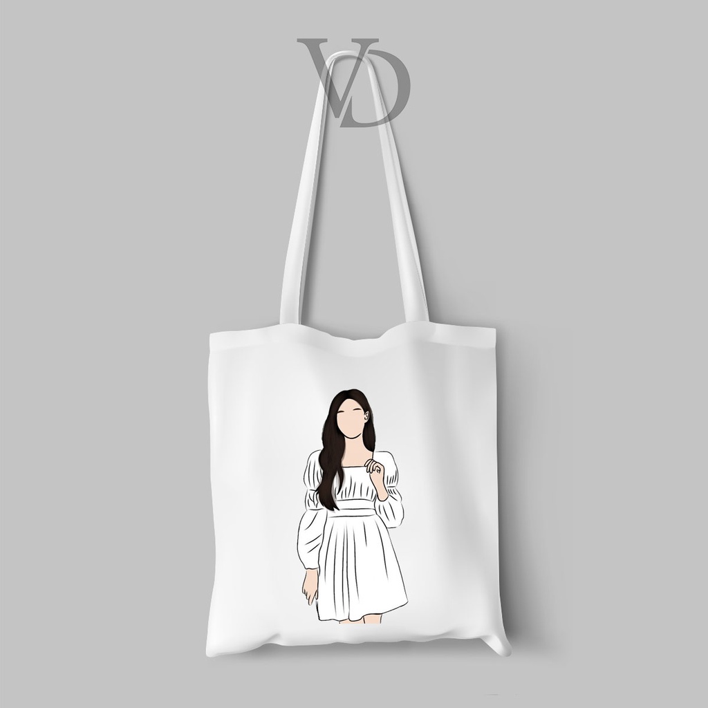 TOTE BAG KANVAS MOTIF ABSTRACT TUMBLR GIRL TERBARU / AESTHETIC TOTE BAG / TAS BELANJA MOTIF Wattpad