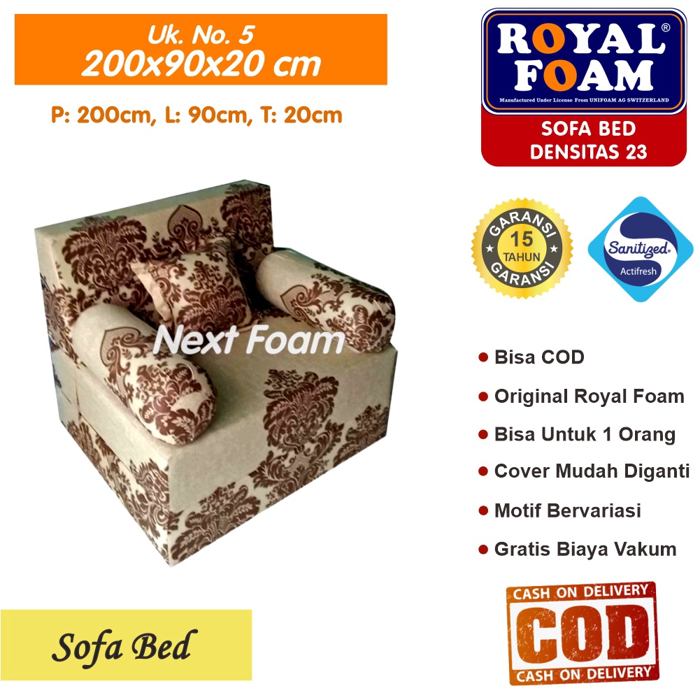 Sofa Bed Royal Foam Ukuran No 5 200x90x20 Tebal 20 cm RK D 23 ORIGINAL Royal Foam Garansi 15 Tahun