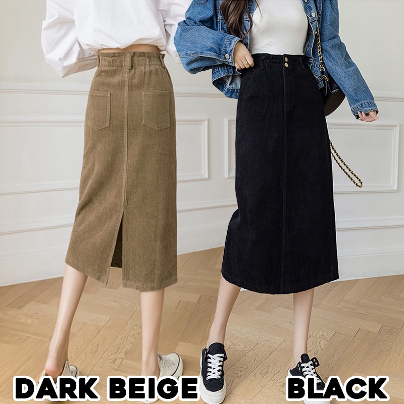 KARAKOREA 305 Corduroy Velvet Skirt/Korean Women Skirt/Maxi Skirt