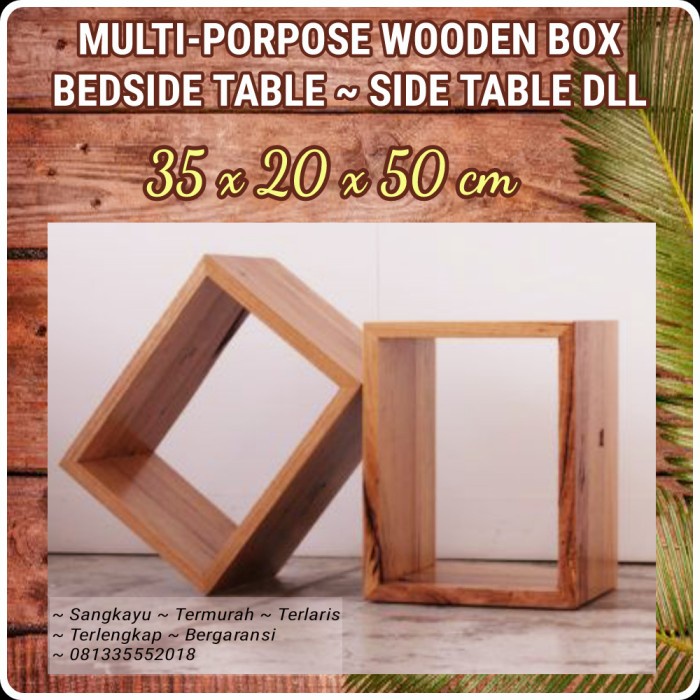 Meja sudut kayu jati mahoni meja kayu multi fungsi side bedside table - Kayu mahoni