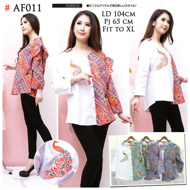 Atasan blouse dengan kombinasi batik ditambah corak cendrawasi bordir bhn katun matt ld 104cm pj 65