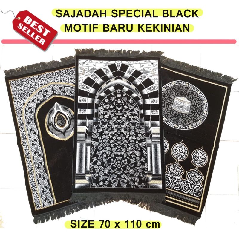 sajadah tebal,sajadah hitam, sajadah premium terbaru khusus hitam ukuran 70×110cm