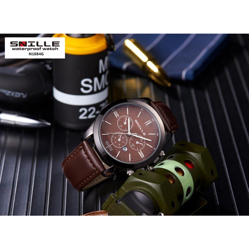 Snille Jam Tangan Kulit Pria Original Asli Anti Air Waterproof 1084