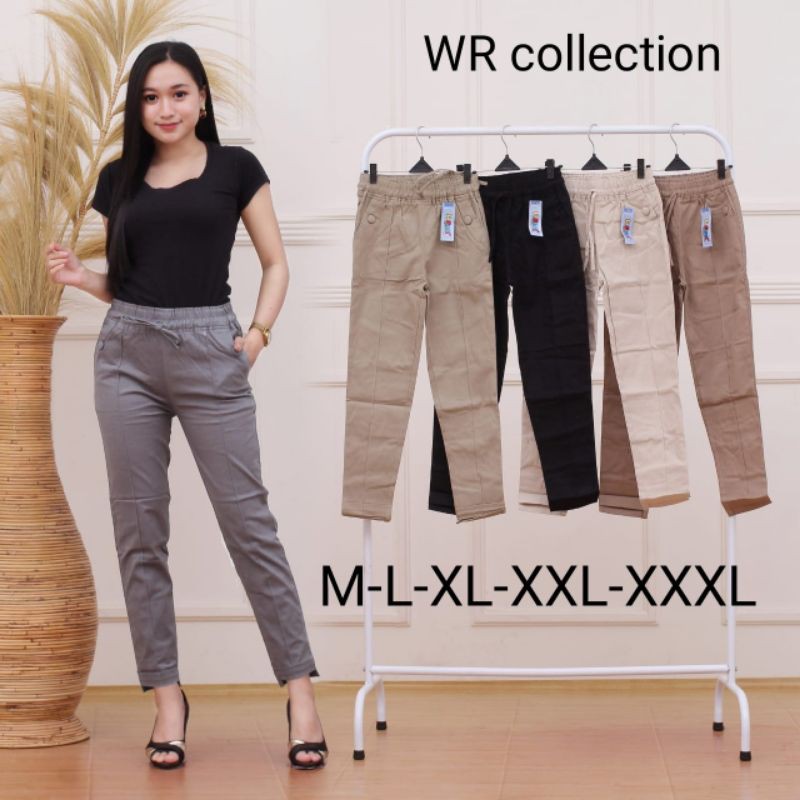 BAGGY PANTS TWILL COMBED (HALUS dan TEBAL) Pinggang Full Karet