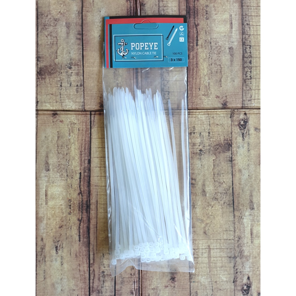 Nylon Cable Tie 3x150 mm - Kabel Ties Merk Popeye 15cm 1 pak isi 100pcs - Pengikat Kabel