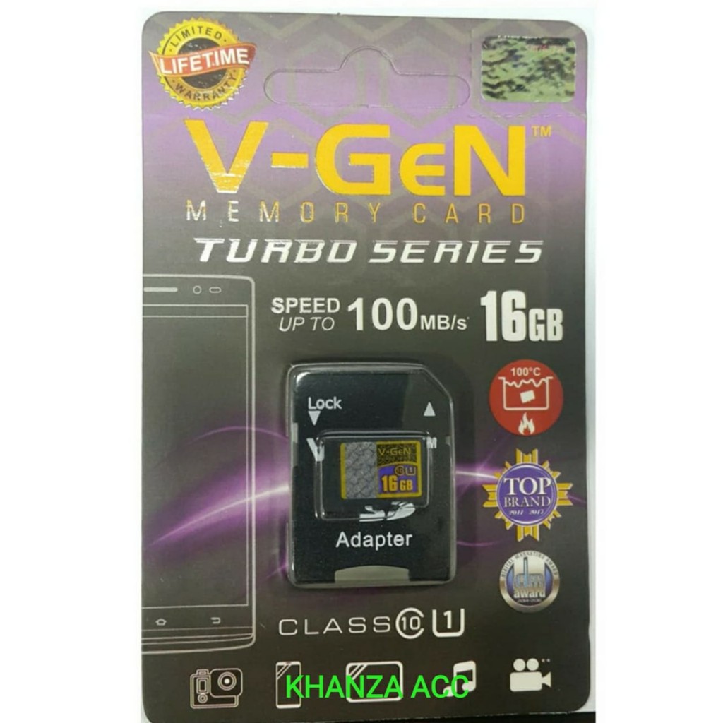 KHANZAACC MICRO SD VGEN 16GB ADAPTER CLASS 10 TURBO SERIES MEMORY HP