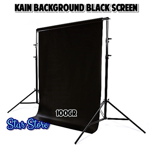 Kain Background Zoom Black Screen / Backdrop Foto Studio HItam 100g