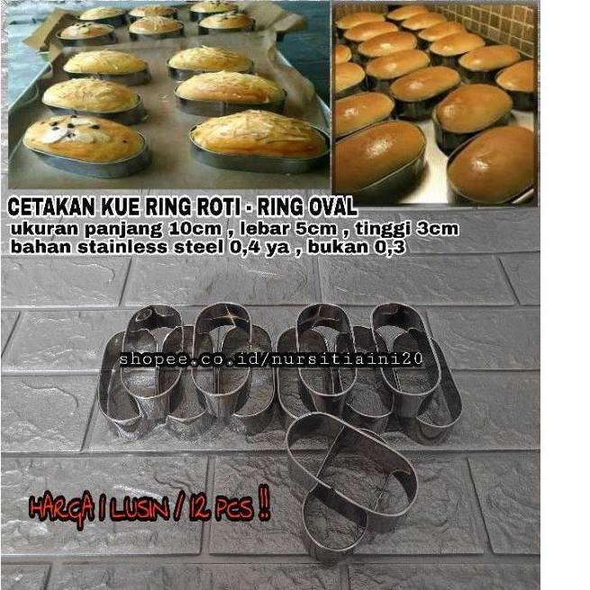 Cetakan ring roti oval 12 PCS - ring oval 10cm - ring cutter - cetakan kue