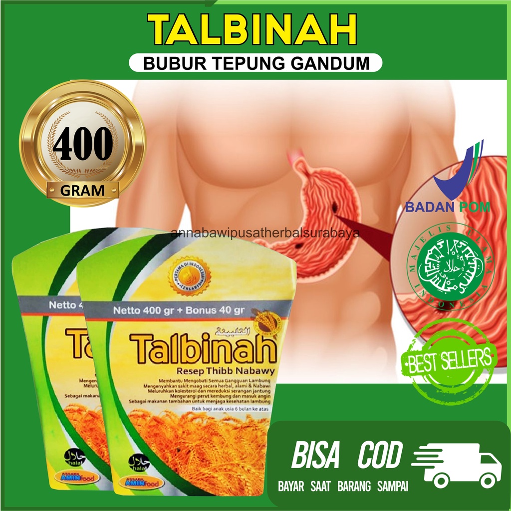 

Talbinah Bubur Tepung Gandum untuk Maag Kronis - Original - Termurah - 400gr + 40gr Halal | Bisa Cod