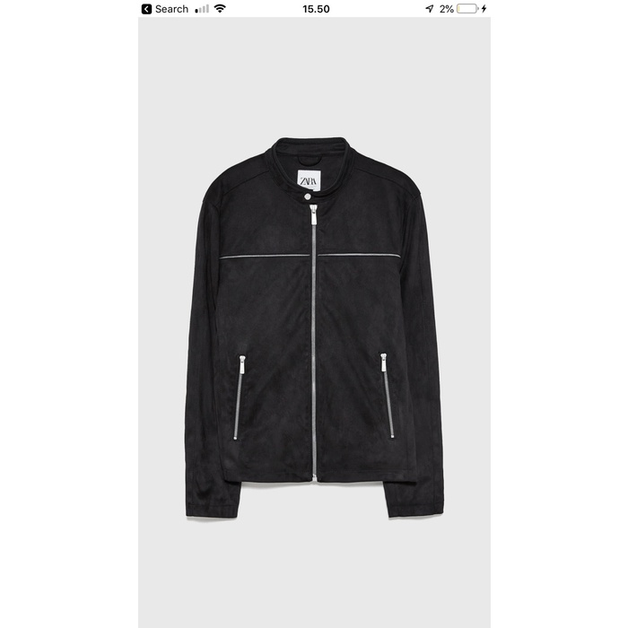 ZARA MAN FAUX BOMBER JACKET WITH PIPING JAKET KULIT BOMBER SUEDE ZARA