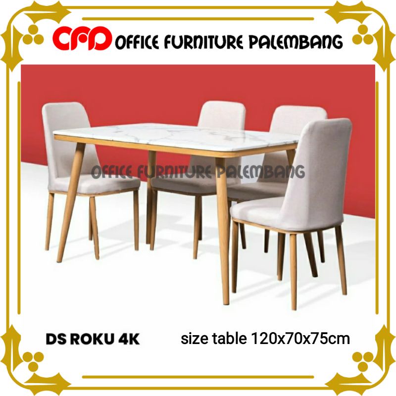 meja makan marmer DS ROKU dinning set kursi makan meja resto
