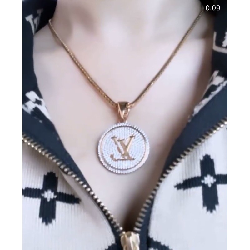 Kalung Perak Kekinian 925 Asli Edisi Gold Liontin LV