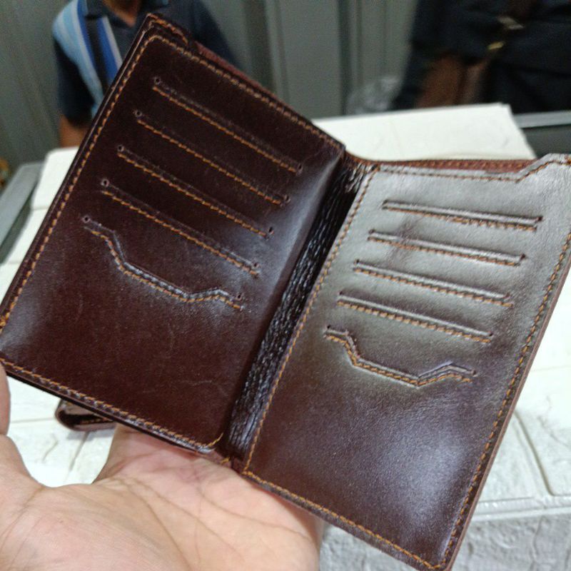 Dompet Lipat Pria Tanggung Kulit || Dompet Kulit Pengrajin Garut Asli