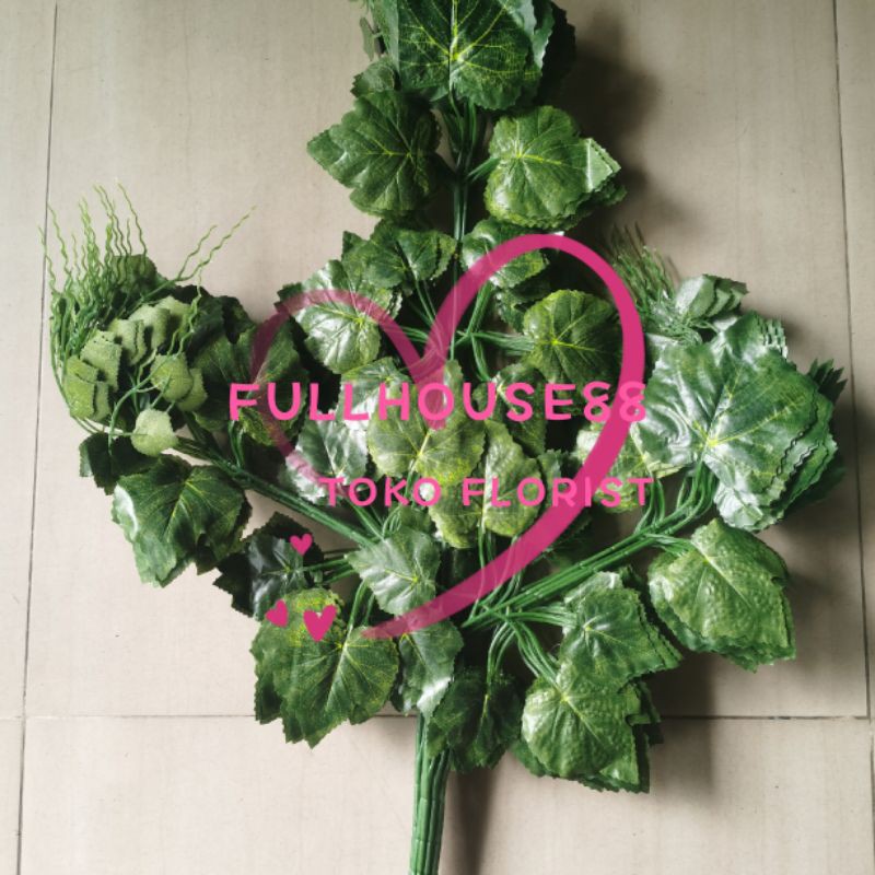 Daun anggur hijau tua/daun plastik/daun hias/daun decorasi