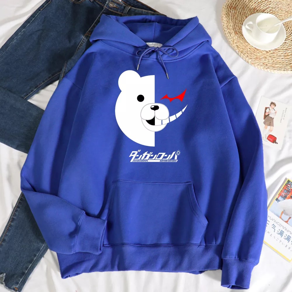 Hoodie Wanita Tebal Ori Oversize Lucu Gambar Beruang Putih Sweater Cewek Kekinian 2021 Hodie Wanita