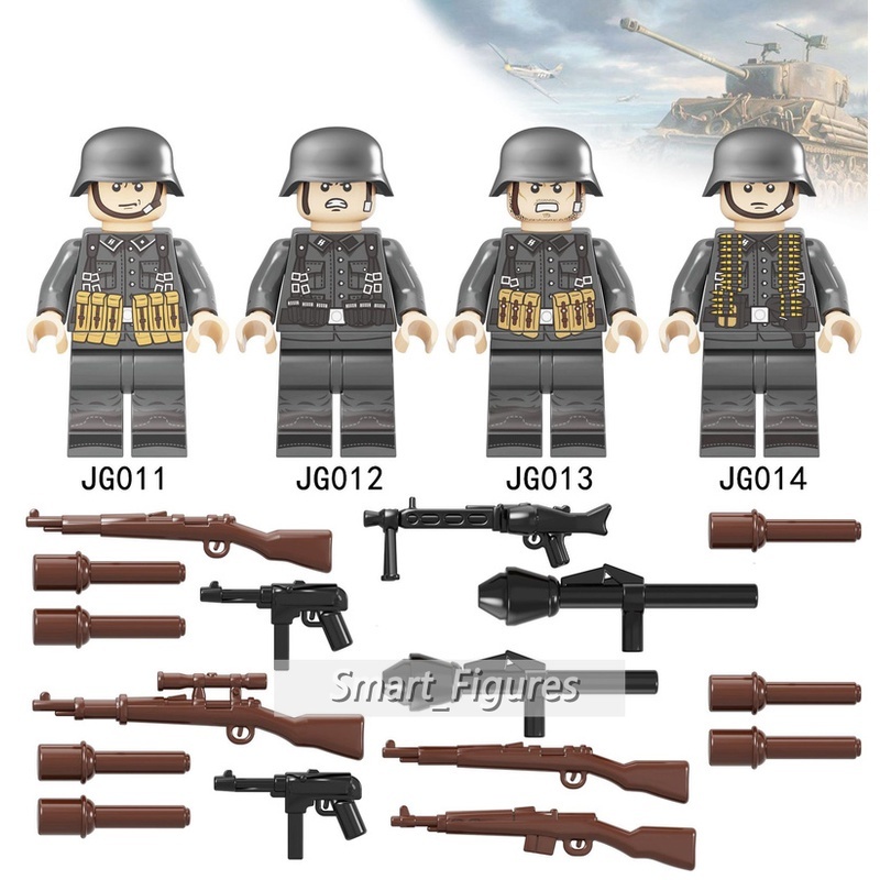 Mainan Action Figure Minifigures WWII Tentara Jerman Motif Camo Salju