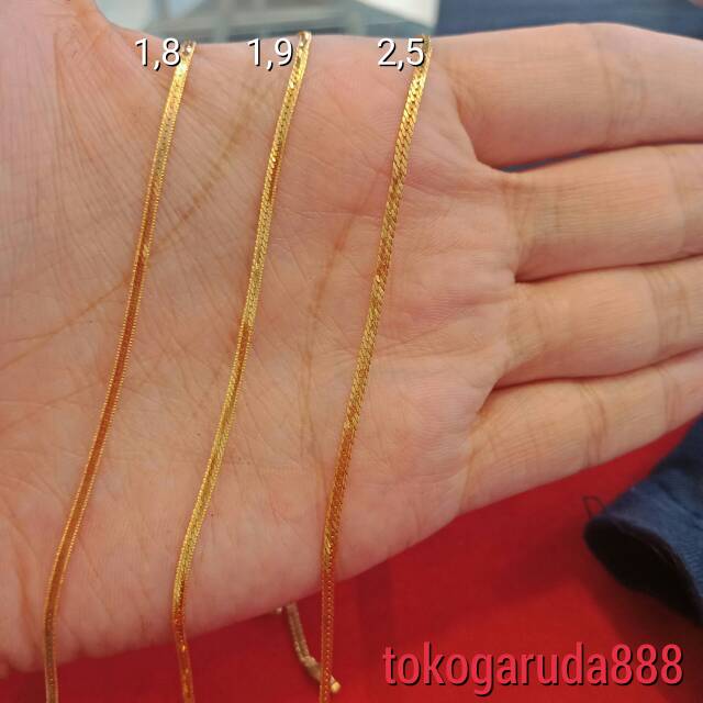 Dewasa &amp; anak Rantai kalung anak dan dewasa emas asli kadar 700 22 70% pipih lepes ukir 1 2 3 g gr gram cantik UBS