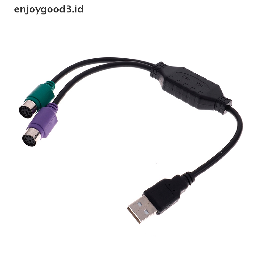 1pc Kabel Adapter Konverter Usb Male Ke Dual Ps2 Female Untuk Keyboard