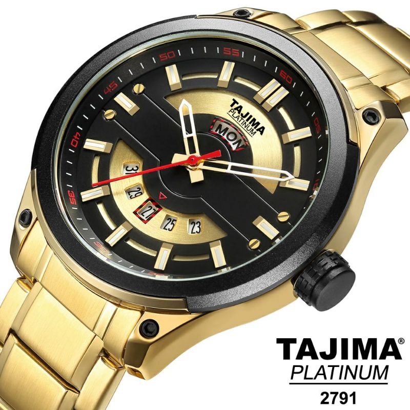 Jam Tangan Pria Analog Tajima 2791 Stainless Steell Water Resistan 50 Meter Original