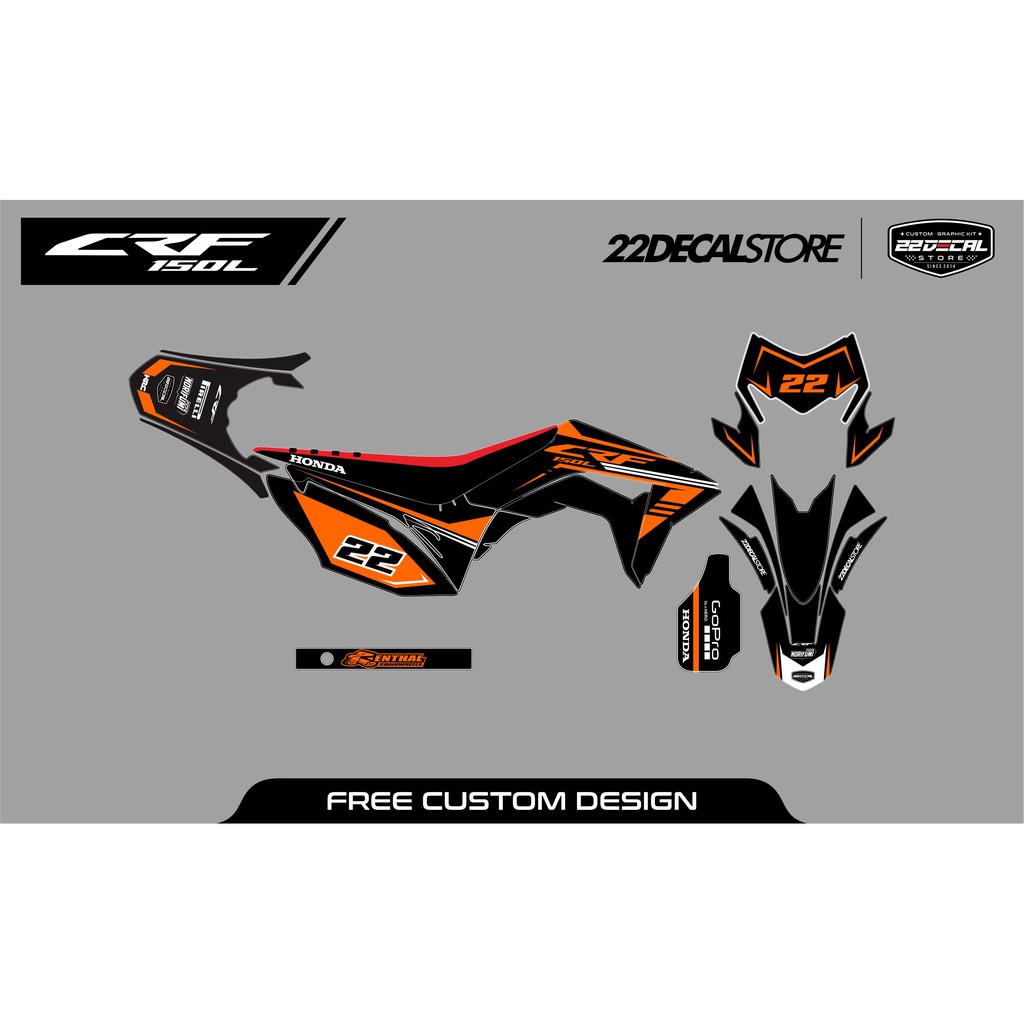 DECAL CRF150L HITAM ORANGE