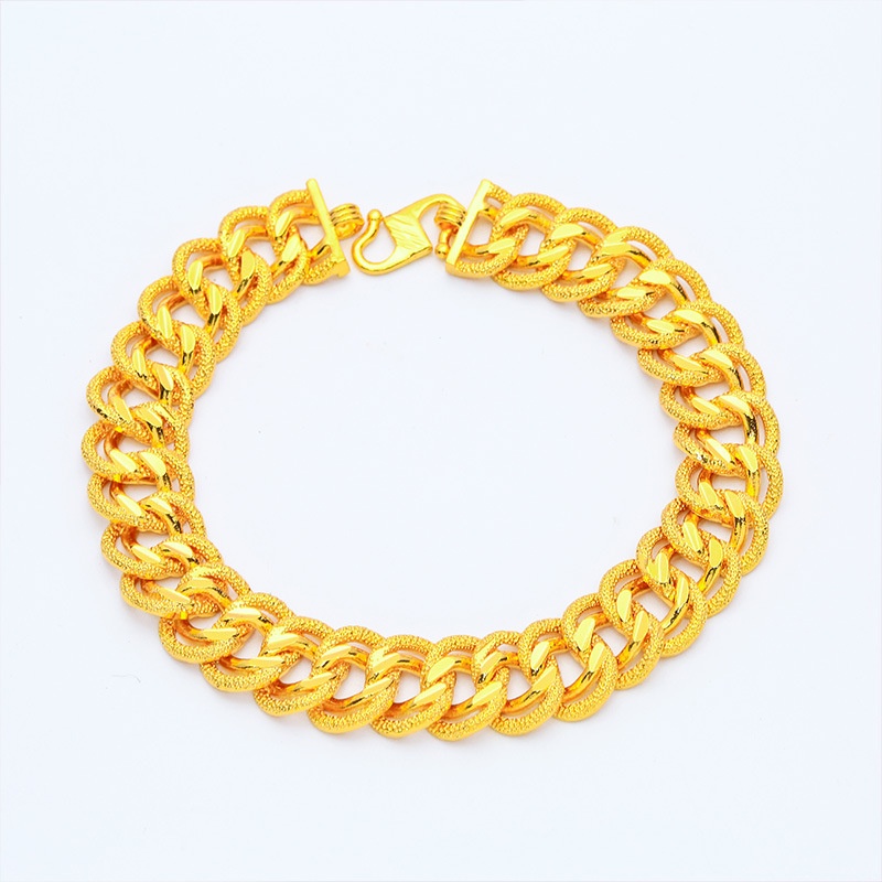 Gelang Rantai Model Twist Lapis Emas Asli Kadar 375 Ukuran 15mm Gaya Klasik Untuk Pria