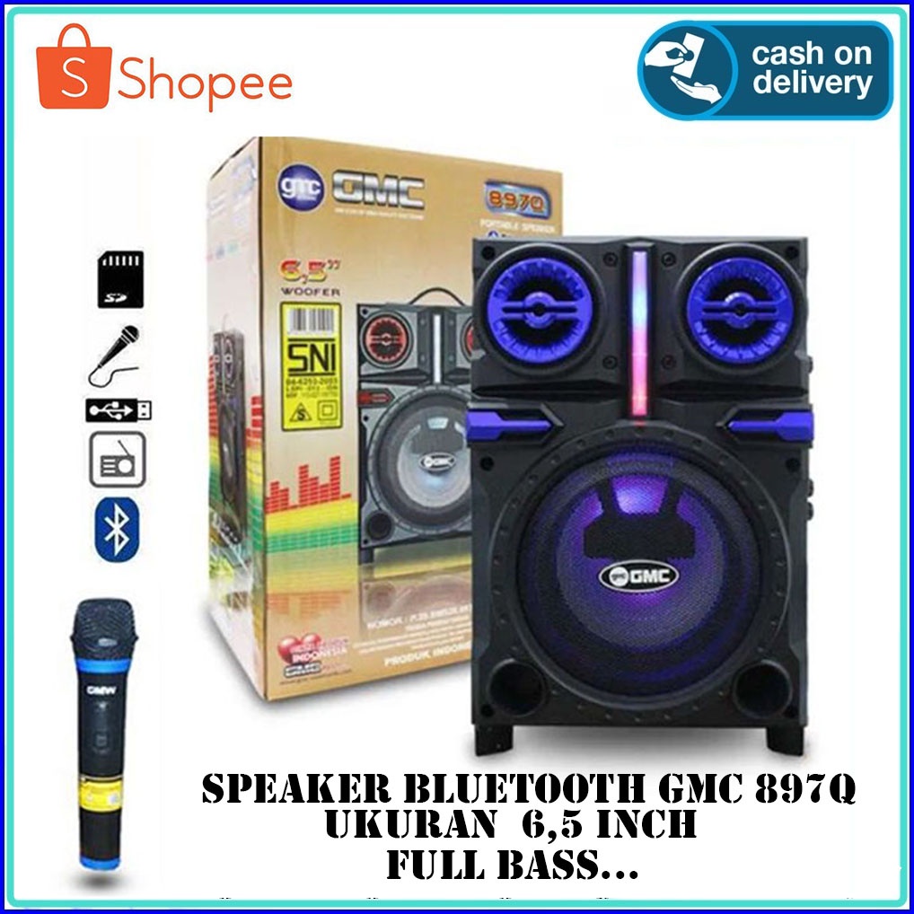 PROMO SPEAKER BLUETOOTH FORTABLE KAROKE GMC 897Q FREE MIK WIRELESS SALON AKTIP GMC 897Q