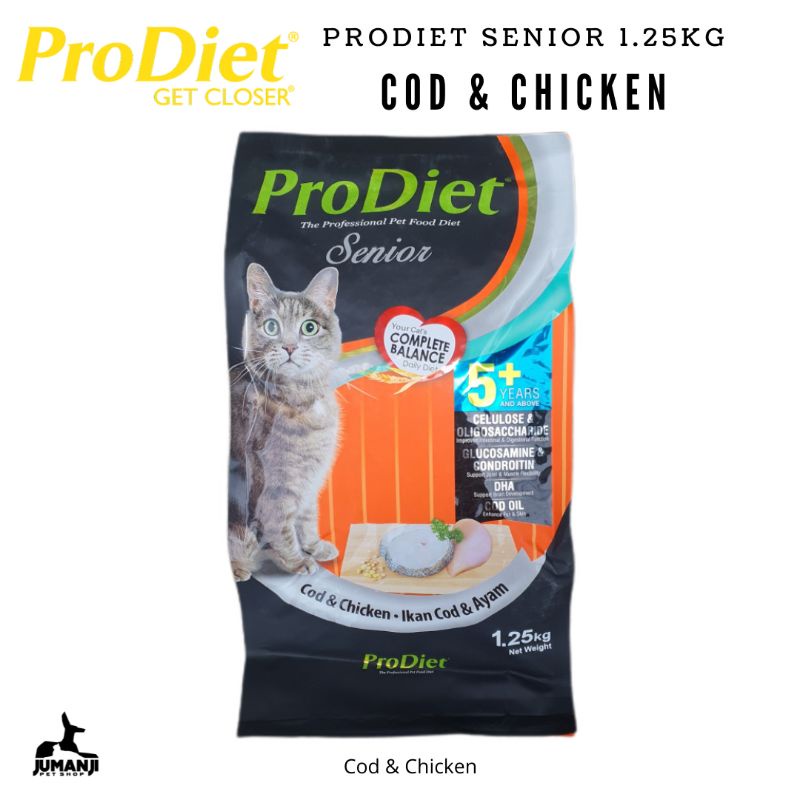 ProDiet Senior 5+ Cod & Chicken 1.25kg - Makanan Kucing Tua 5 Tahun keatas Pro Diet Rasa Ikan Cod da