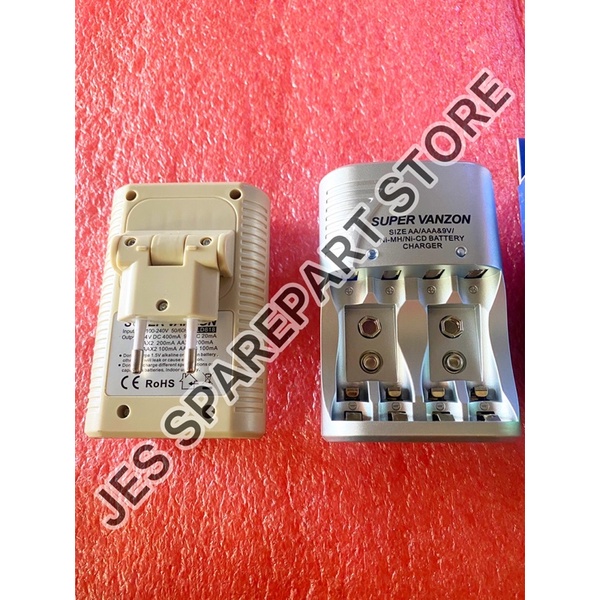 CHARGER BATERAI SUPER VANZON AA AAA &amp; 9V