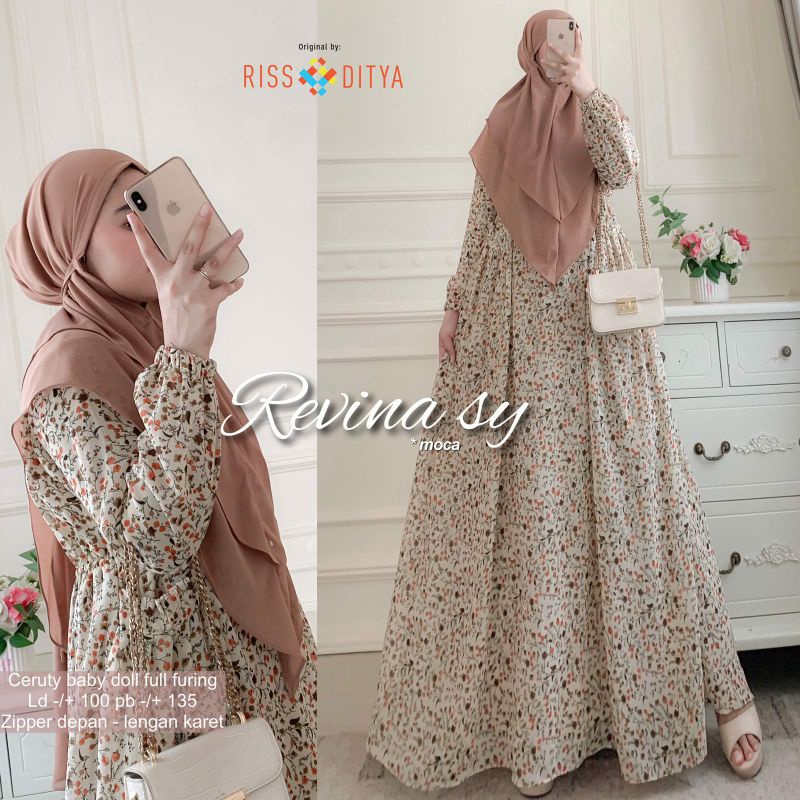 REVINA SYARI Plus Khimar ori RISSDITYA RSD maxy Dress Motif Bolunga Busui