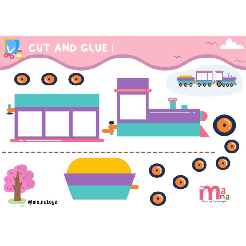 

worksheet anak tka/ paud / Cut and Glue / Gunting Tempel Montessori free gunting dan lem