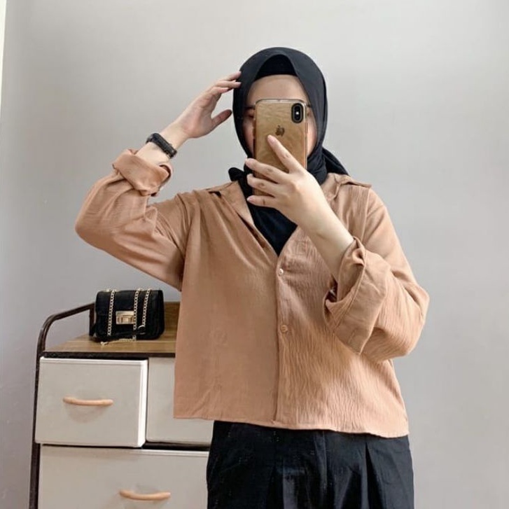 grosir_solo || KEMEJA CROP CRINKLE AIRFLOW / HANIN CROP / KEISYA CROP