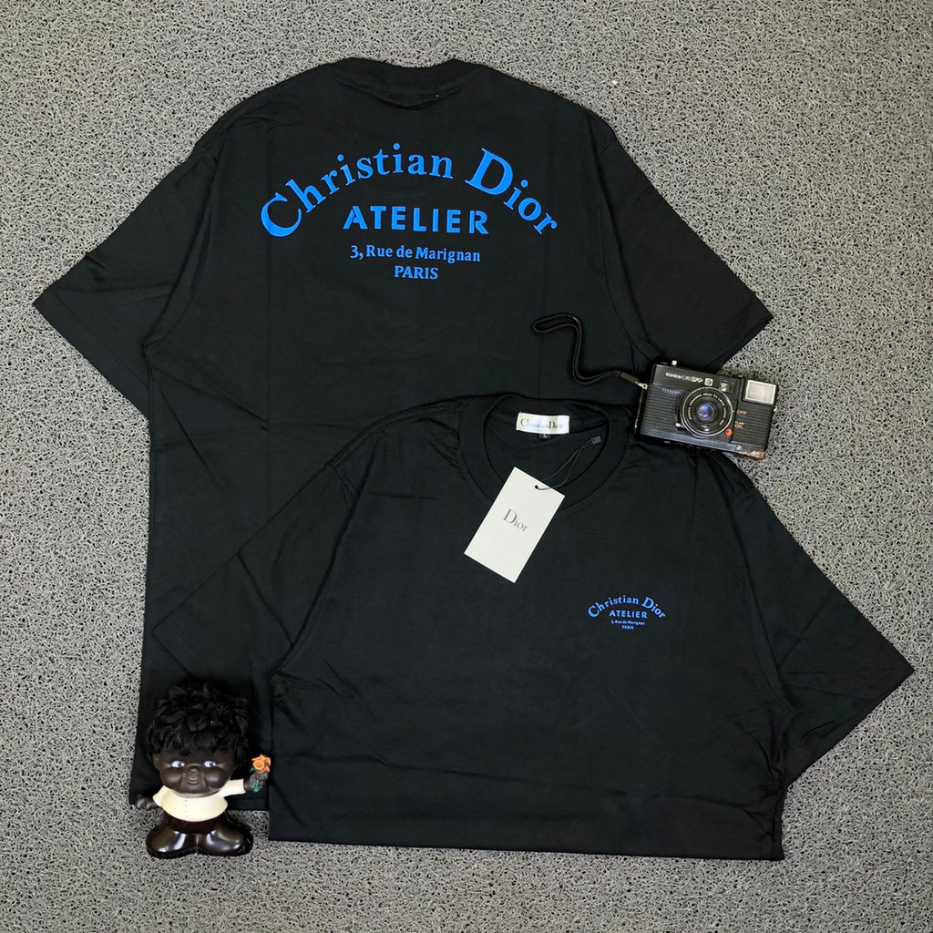 T SHIRT KAOS CHRISTIAN DIOR ATALIER SMALL BIRU WARNA HITAM PREMIUM AUTHENTIC TERLARIS