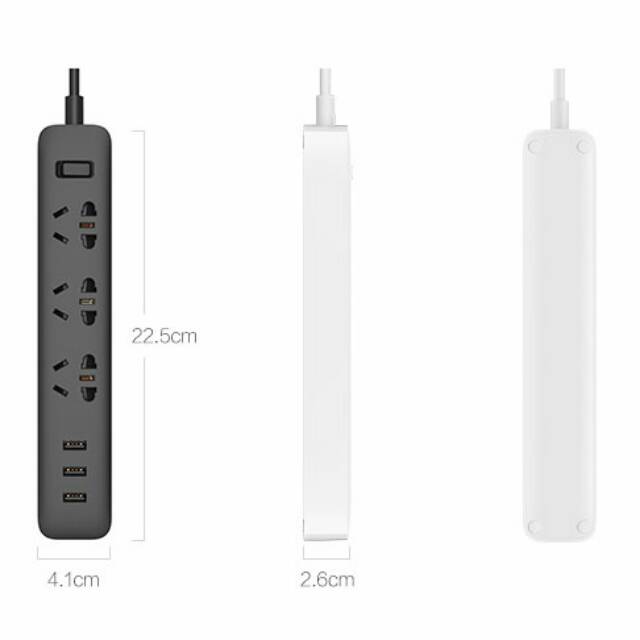 Xiaomi Mi Smart Power Strip 3 Plug dengan 3 USB Port 2A - Black