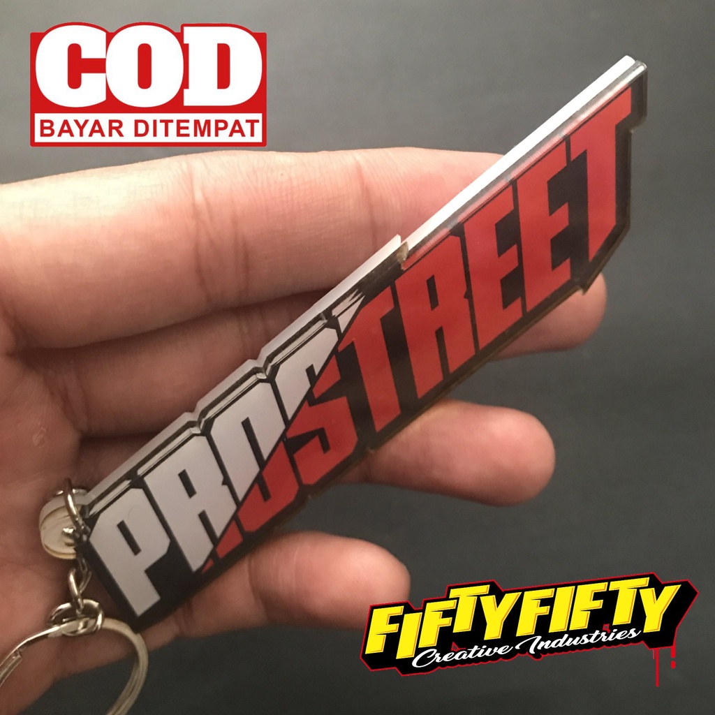 Gantungan kunci Motor Mobil Akrilik PROSTREET MERAH Tebal 4mm Gantungan Kunci Acrylic Racing Brand Distro