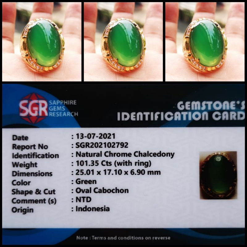 CINCIN BATU PERMATA NATURAL GARUT OHEN CHALCEDONY PLUS MEMO