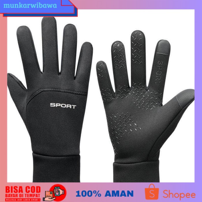 (BISA COD) Sarung Tangan Sepeda Motor / Berkendara Anti Air Anti Slip Touchscren - L