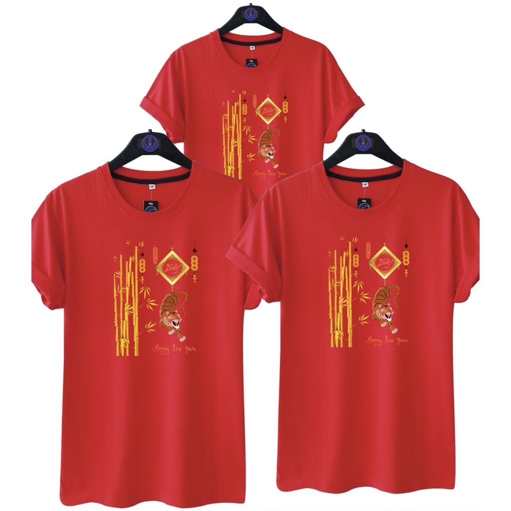 Kaos Imlek HARIMAU POHON BAMBU - Baju Kaos Keluarga Family Couple Imlek FREE NAMA - Kaos Imlek 2022 