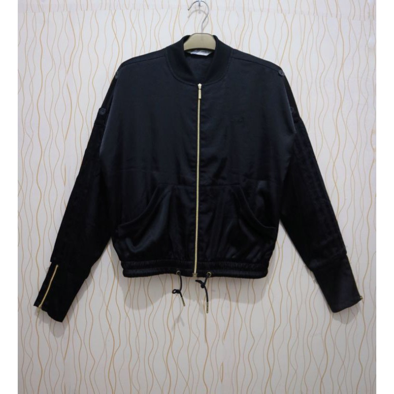 Jaket Cropped Bomber Crop Wanita Original Adidas Hitam Vintage