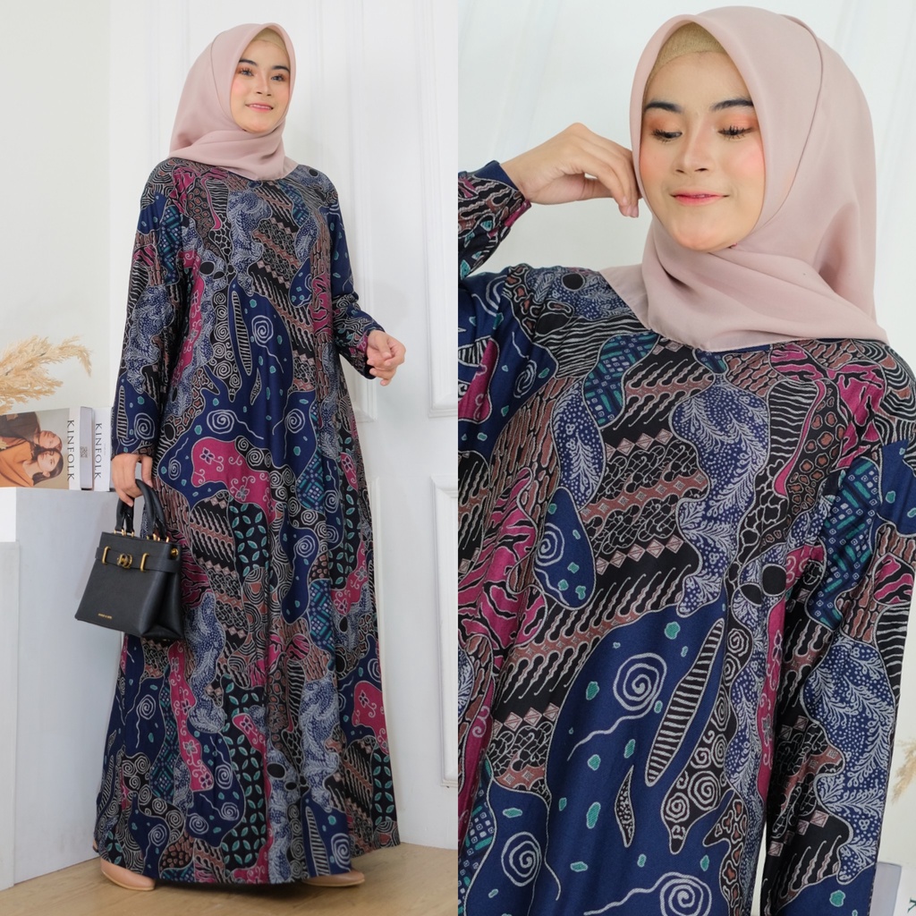 BATIKA Maxy / Kaila Dress - Gamis Calvin jeans Terbaru LD100-110 XL- 4L / Calvin Jeans Batik / R.22 - 023-5390 / R.27 - 022-5340