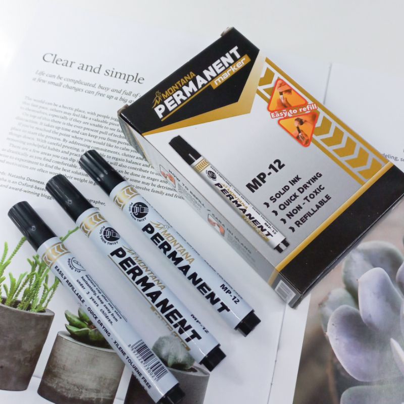

Spidol Hitam Isi 12Pcs Spidol Montana Permanent Marker MP-12