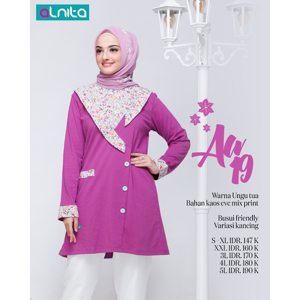 ATASAN ALNITA AA 19 UNGU TUA KAOS CVC CANTIK ANGGUN MURAH TREDNY